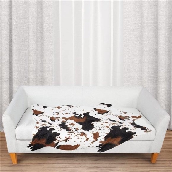Cowhide Rug Cute Cow Print Rug Western Decor for Living Room Bedroom Faux Animal - Picture 3 of 7